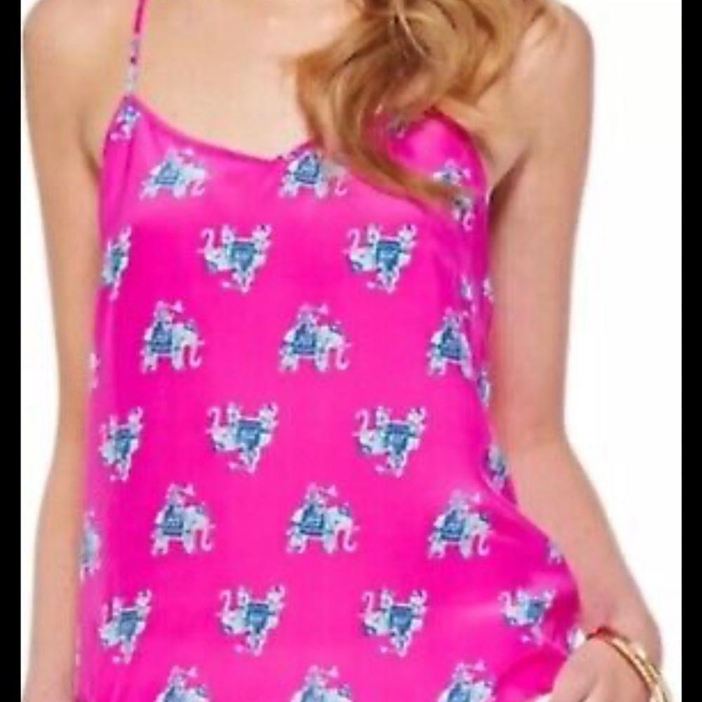 Lilly Pulitzer silk Dusk racer back top HTF Bazaar pattern.